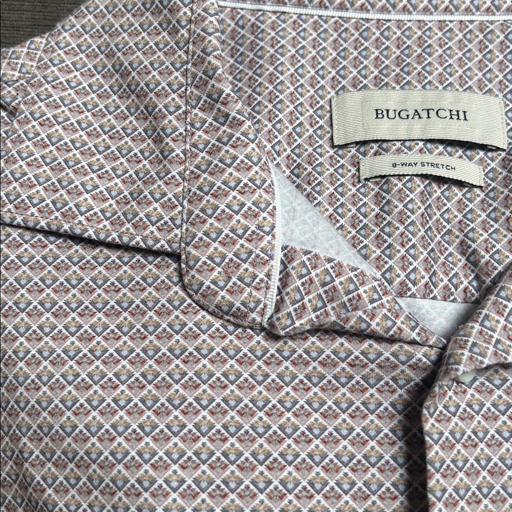Bugatti 8 way stretch cotton blend button down wood rose floral Size Large
